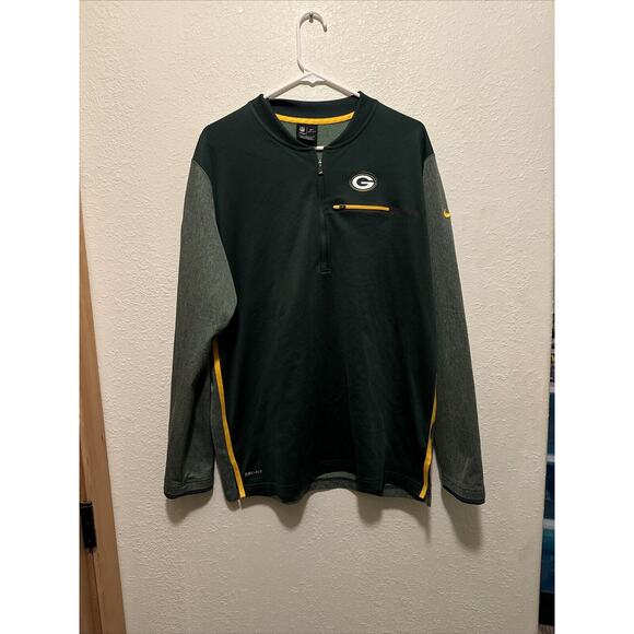 Green Bay Packers Nike On-Field 1/4 Zip Pullover Jacket Men’s Size Large Green - Picture 1 of 11